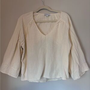 Women's Cream V-Neck Top